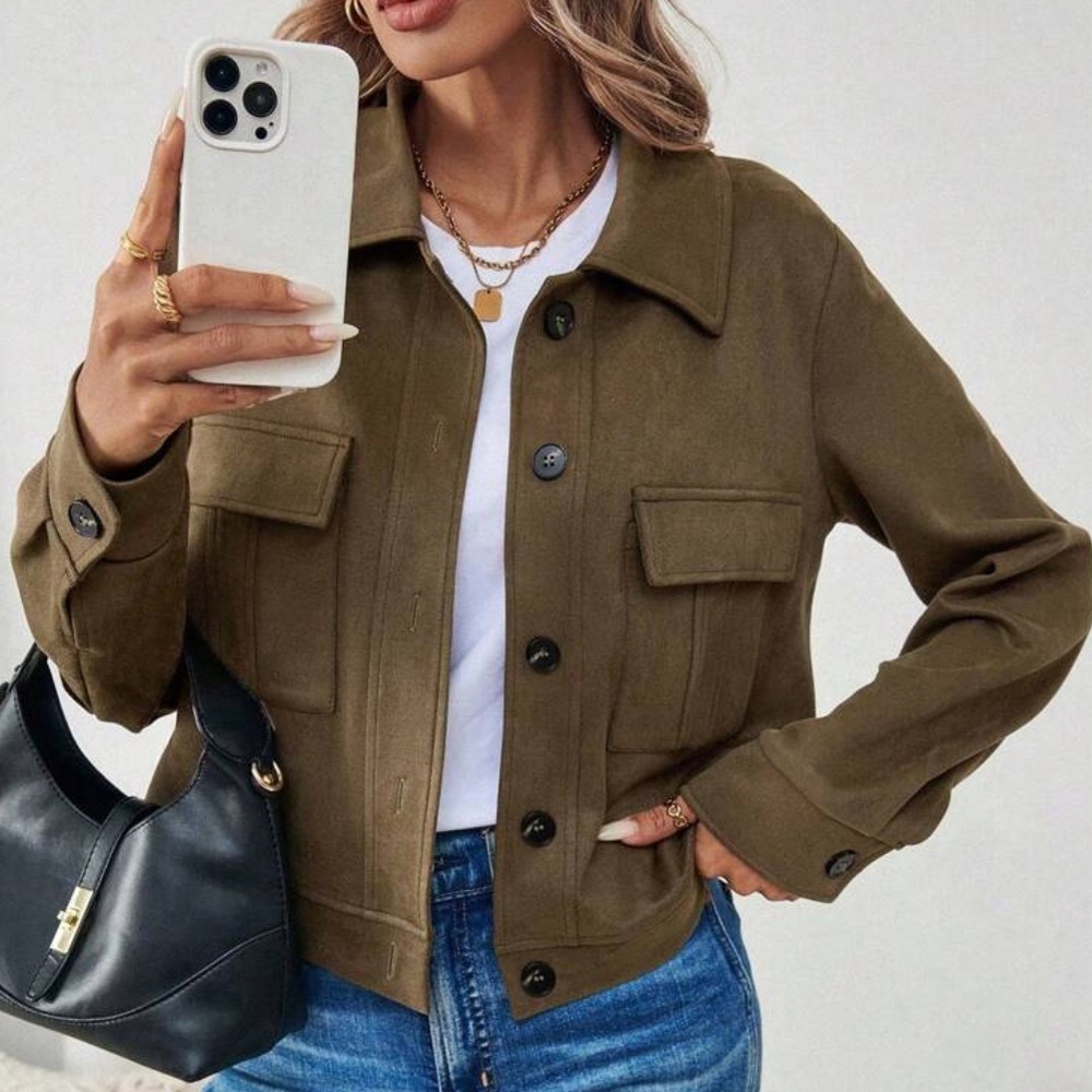 Green Suede Utility Jacket